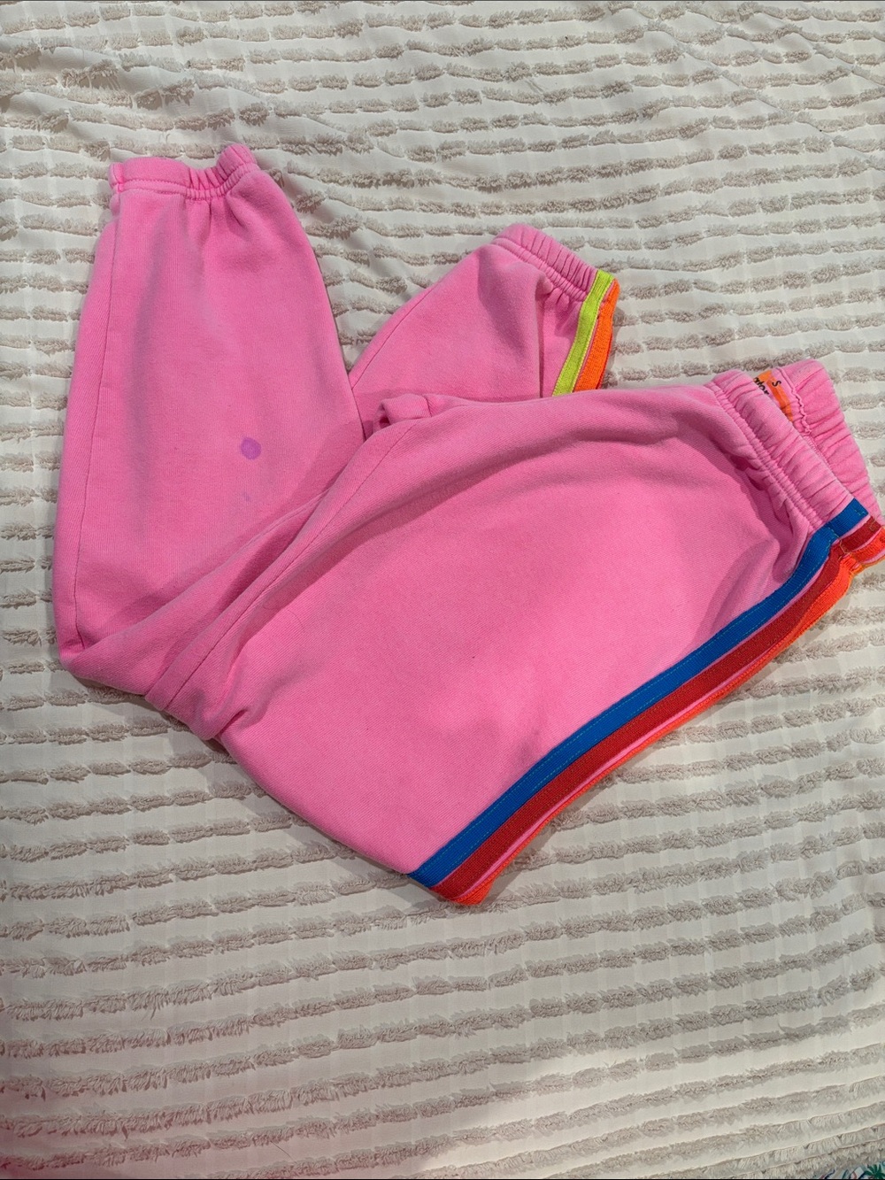 Aviator Nation Pink Track Joggers with Rainbow Stripe - Picture 5 of 5